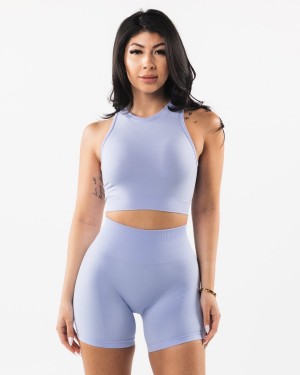 Alphalete Stratus Crop Tank Tank Top Dame Blå | NQUHGP-408