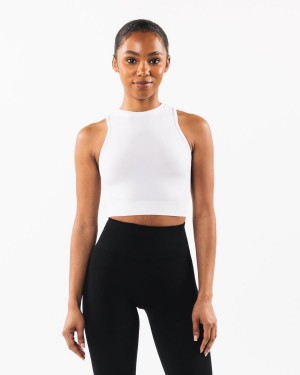 Alphalete Stratus Crop Tank Tank Top Dame Hvite | MOYLIJ-016