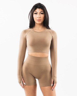 Alphalete Stratus LS Crop Langermet Dame Chai | UYGINF-786