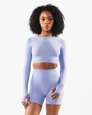 Alphalete Stratus LS Crop Langermet Dame Blå | ZAGOLH-106