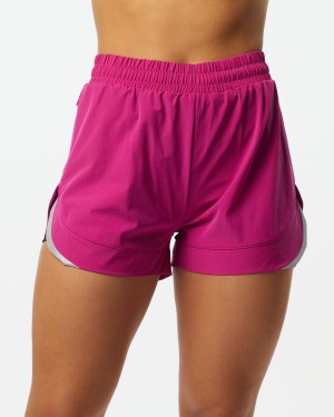 Alphalete Stride Kort 3" Shorts Dame Rosa | QDJTPK-309