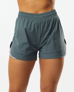 Alphalete Stride Kort 3" Shorts Dame Grå | XPVWKI-803