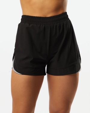 Alphalete Stride Kort 3" Shorts Dame Svarte | KCZSBG-145