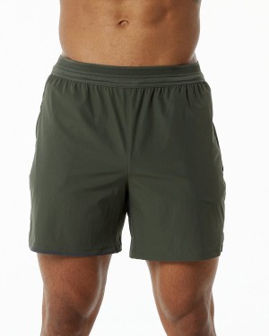 Alphalete Studio Kort 6" Shorts Herre Olivengrønne | XZFOTQ-629