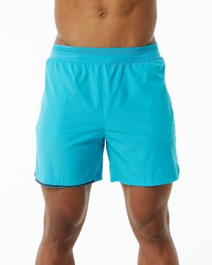 Alphalete Studio Kort 6" Shorts Herre Blå | HPBVGS-120