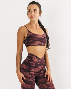 Alphalete Surface Limitless Bra Sports BH Dame Burgunder Camouflage | PNJLXR-517