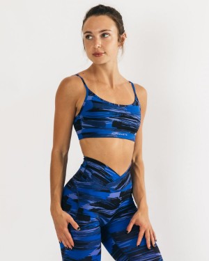 Alphalete Surface Limitless Bra Sports BH Dame Blå Camouflage | BKUJAS-235