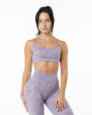 Alphalete Surface Limitless Bra Sports BH Dame Pebble Print Misty Lilac | GTFRLO-920