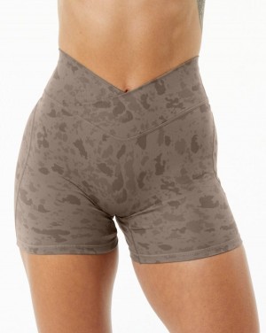 Alphalete Surface Power Kort 5" Shorts Dame Pebble Print Mocha | UCDAHL-821