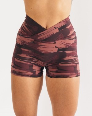 Alphalete Surface Power Kort 5" Shorts Dame Burgunder Camouflage | NBAFCY-071