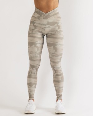 Alphalete Surface Power Legging Leggings Dame Camouflage | NWQBYG-430