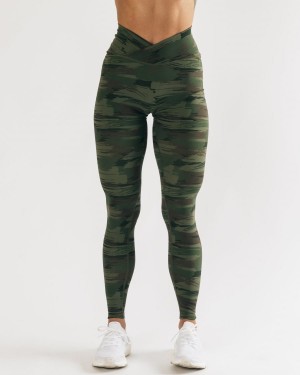 Alphalete Surface Power Legging Leggings Dame Olivengrønne Camouflage | FNHGBA-548