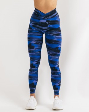 Alphalete Surface Power Legging Leggings Dame Blå Camouflage | WNADHV-035