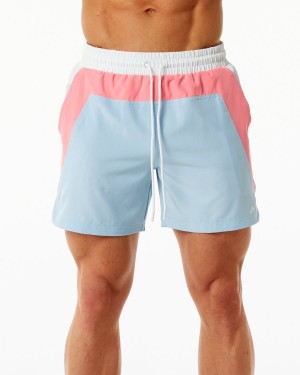 Alphalete Swim Trunk 5.5" Boardshorts Herre Korall Lyse Blå | HKMFTJ-397