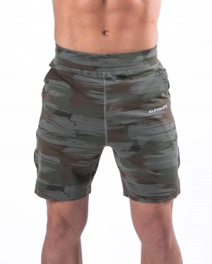 Alphalete Trace Kort 8" Shorts Herre Olivengrønne Camouflage | HTUXBS-713