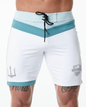 Alphalete Trident Konkurranse Kort Boardshorts Herre Hvite | WXUTPG-964