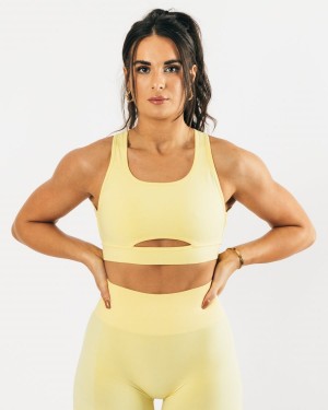 Alphalete Trinity Bra Sports BH Dame Lemonade | VUHTFP-106