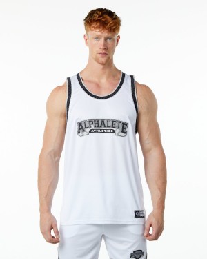 Alphalete Varsity Basketball Jersey Stringers Herre Hvite | FSWERD-023