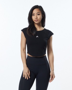 Alphalete Velocity Crop Tee Skjorte Dame Blackout | XBKFGZ-401