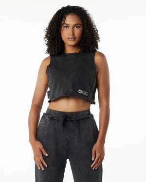 Alphalete Very Terry Crop Cutoff Tank Top Dame Onyx | WIENRA-371