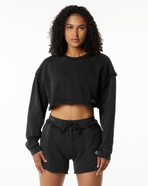 Alphalete Very Terry Crop Pullover Jakker Dame Onyx | HUSKIY-469