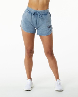 Alphalete Very Terry Kort Shorts Dame Blå | LYVTNO-641