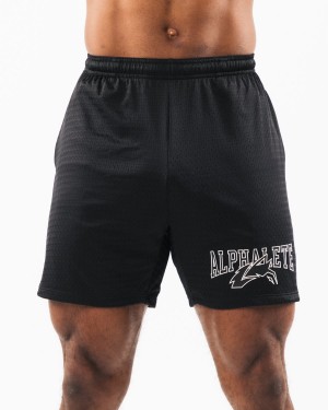 Alphalete Wolf Head Mesh Kort 6" Shorts Herre Svarte | AQKYIP-904