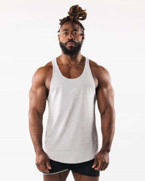 Alphalete Wolf Head Raw Cut Tank Singlet Herre Grå | KQZYGU-526