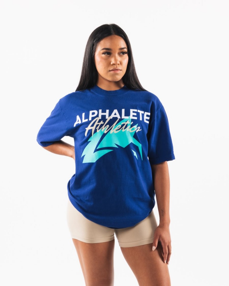 Alphalete AA Beach Tee Skjorte Dame Kongeblå Blå | HABPLG-942