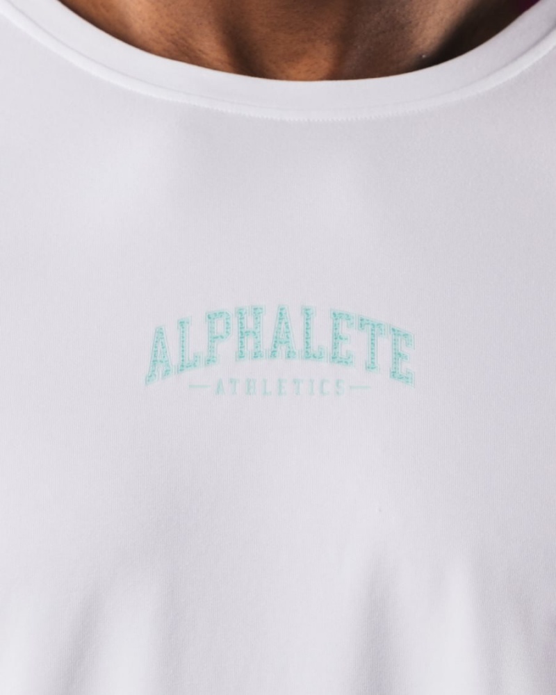 Alphalete AA Paisley Print LS Tee Skjorte Herre Hvite | KHTJAM-459