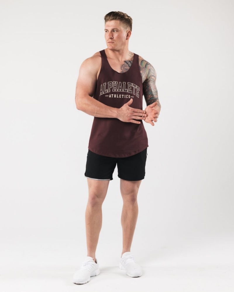 Alphalete AA Raw Cut Tank Singlet Herre Sangria | DRMQEI-310