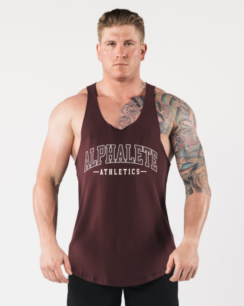 Alphalete AA Raw Cut Tank Singlet Herre Sangria | DRMQEI-310