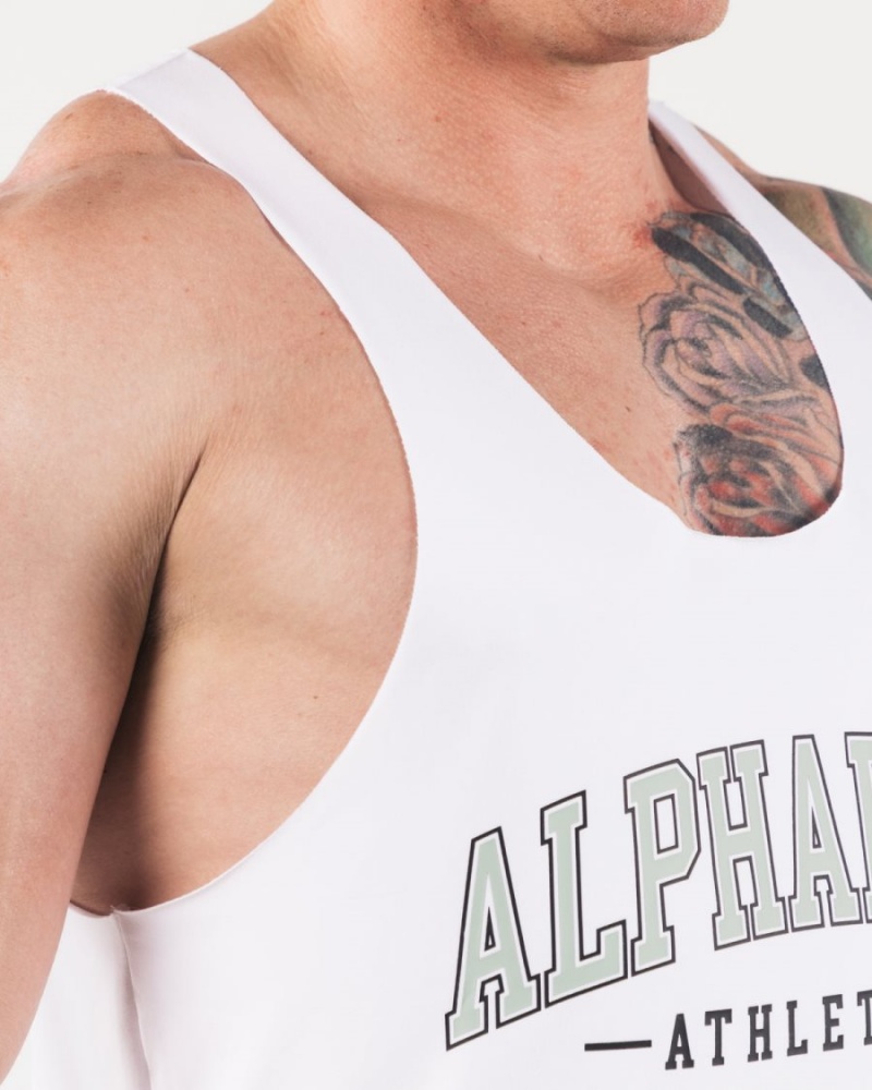 Alphalete AA Raw Cut Tank Singlet Herre Hvite | PFHSDE-567