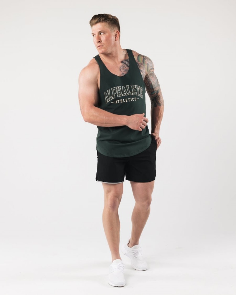 Alphalete AA Raw Cut Tank Singlet Herre Evergreen | PUTNOF-279