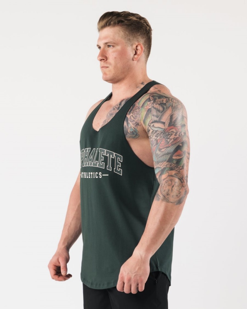 Alphalete AA Raw Cut Tank Singlet Herre Evergreen | PUTNOF-279