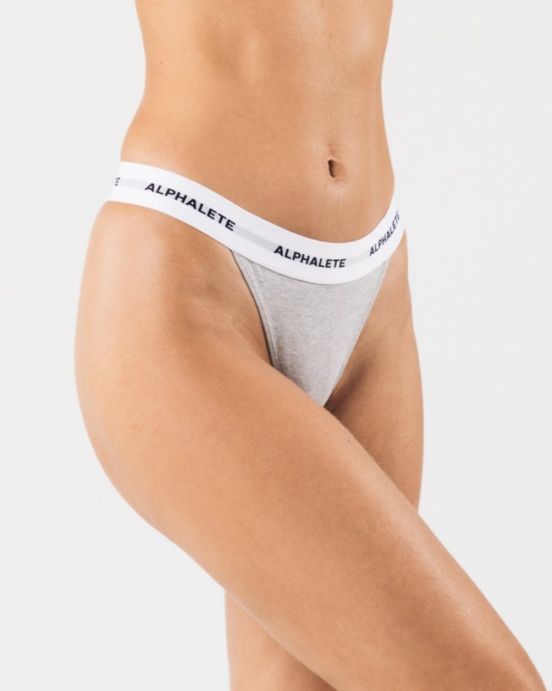 Alphalete Acute Thong Undertøy Dame Grå | WPKNEI-649