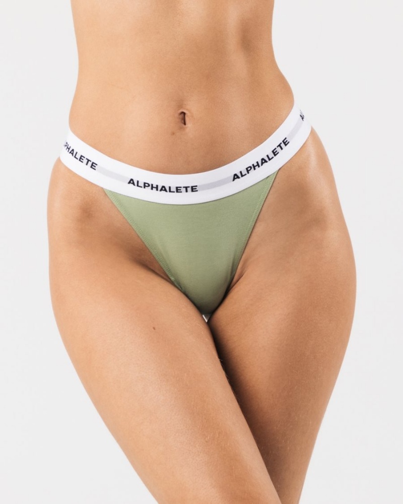 Alphalete Acute Thong Undertøy Dame Sage | THIUJE-809