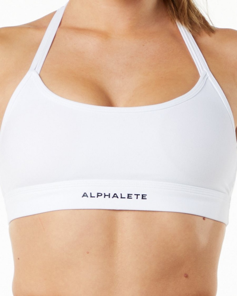 Alphalete Alphalux Tri Bra Sports BH Dame Hvite | MRUGAH-184