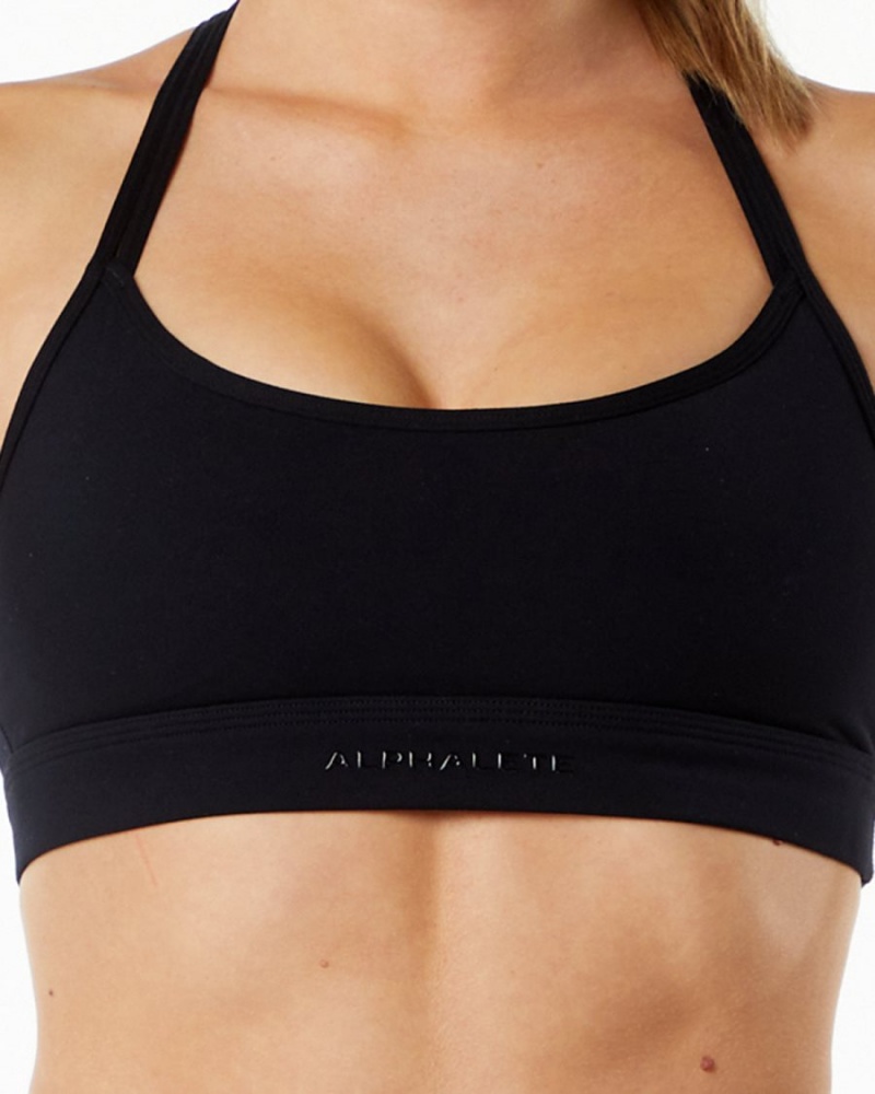 Alphalete Alphalux Tri Bra Sports BH Dame Svarte | ZFRTOL-538