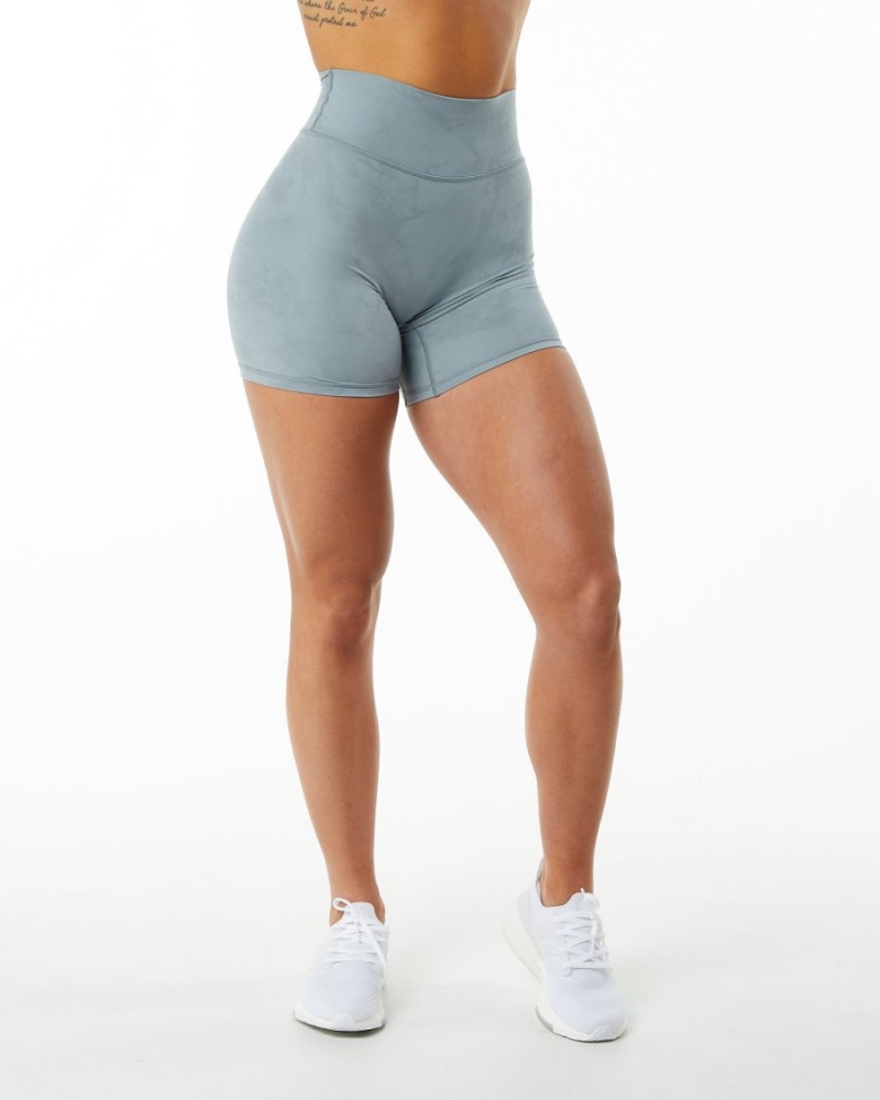 Alphalete Alphalux Wonder Kort 6" Shorts Dame Washed Denim | RVMLAJ-034