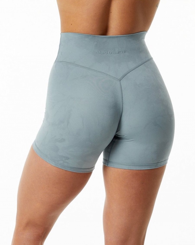 Alphalete Alphalux Wonder Kort 6" Shorts Dame Washed Denim | RVMLAJ-034