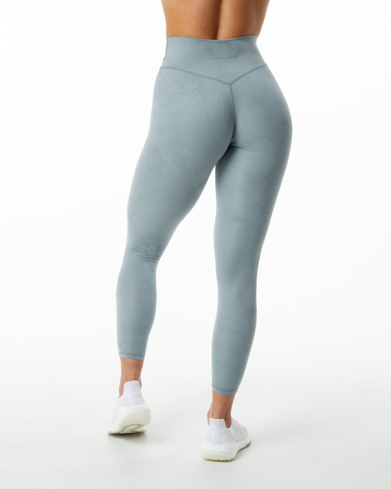 Alphalete Alphalux Wonder Legging 27" Leggings Dame Washed Denim | RBQION-763