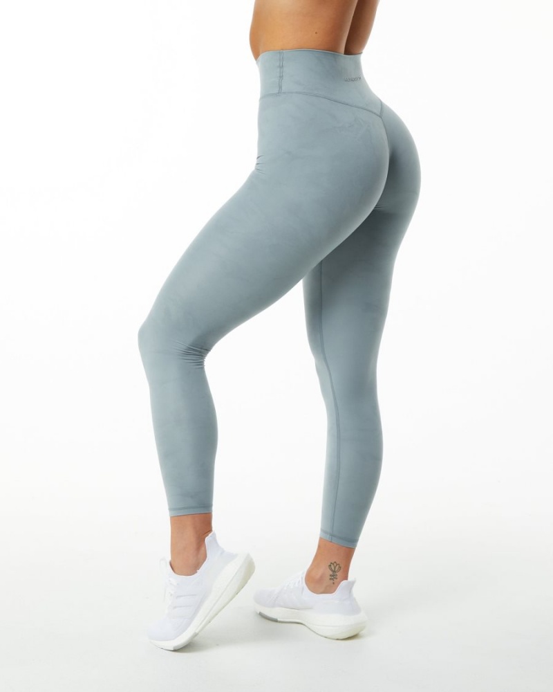 Alphalete Alphalux Wonder Legging 27" Leggings Dame Washed Denim | RBQION-763