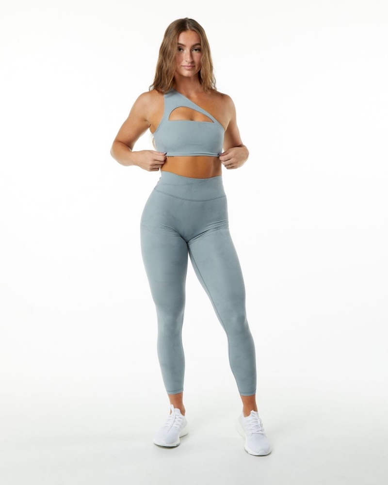 Alphalete Alphalux Wonder Legging 27" Leggings Dame Washed Denim | RBQION-763