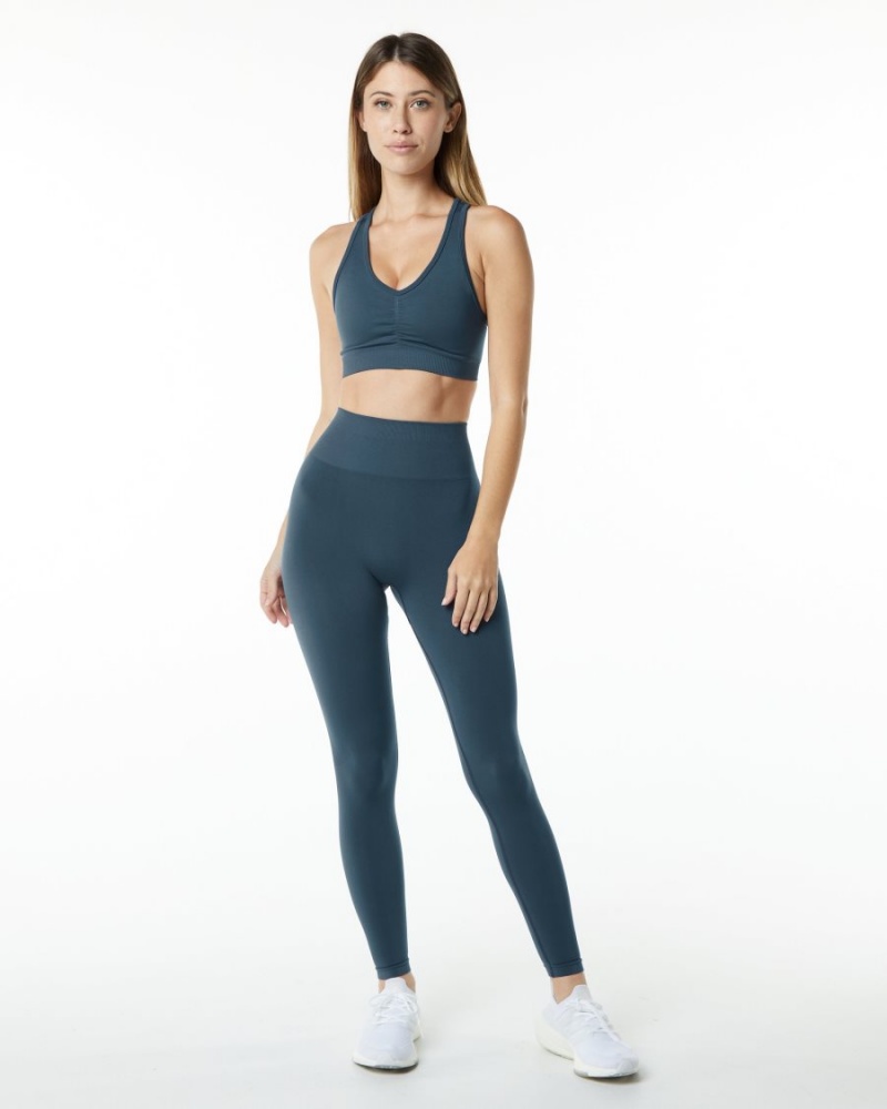 Alphalete Amplify Bra Sports BH Dame Blå | XZFQYJ-406