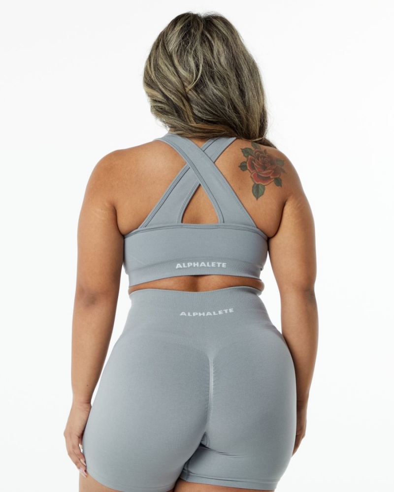 Alphalete Amplify Bra Sports BH Dame Grå | JXISAD-570