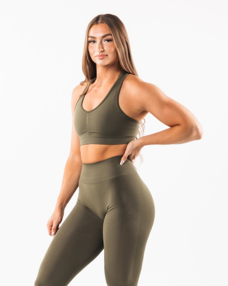 Alphalete Amplify Bra Sports BH Dame Oak | HZXQIG-068