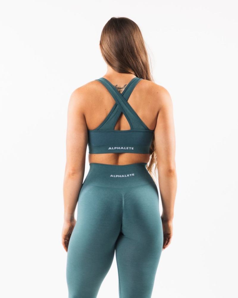 Alphalete Amplify Bra Sports BH Dame Ocean | TZIQNX-013