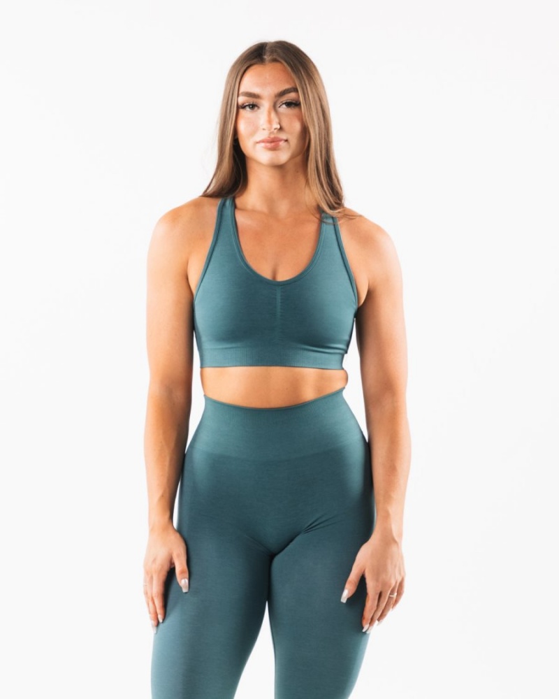 Alphalete Amplify Bra Sports BH Dame Ocean | TZIQNX-013