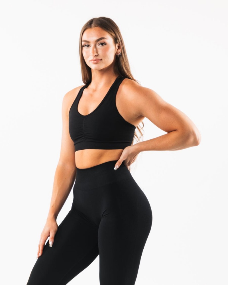 Alphalete Amplify Bra Sports BH Dame Svarte | JYFMZS-236